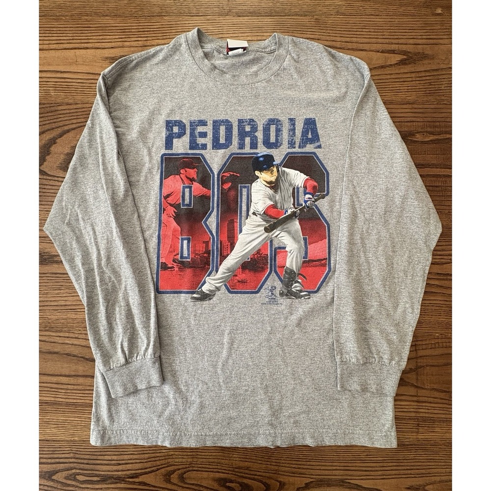 Vintage 2007 Dustin Pedroia Boston Red Sox Long Sleeve T-Shirt Size Large